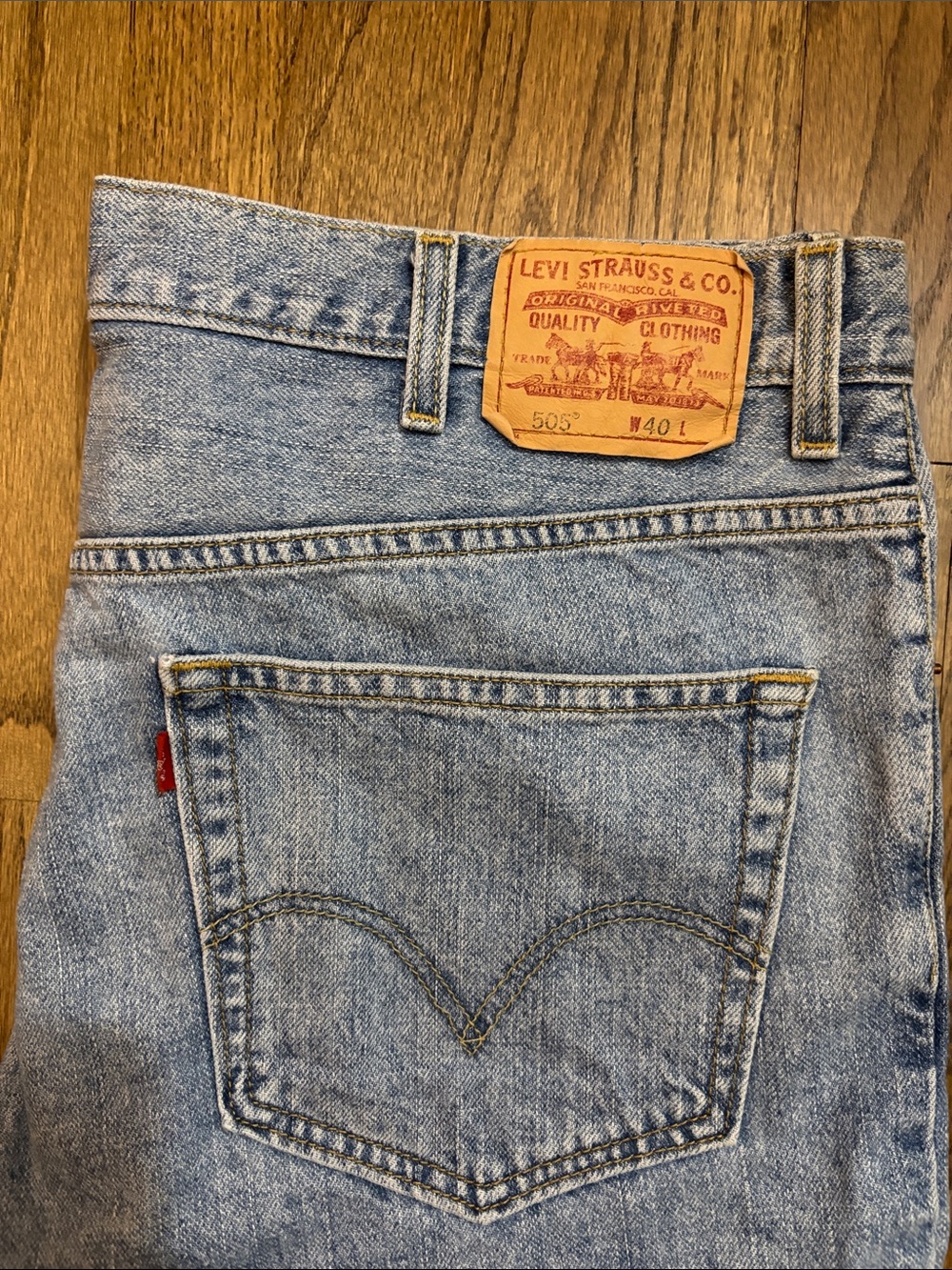 Vintage Levi's Men's 505 Light Blue Jort Shorts Waist 40 - Inseam 10 inches